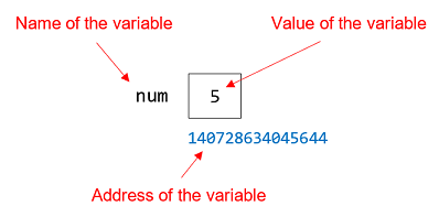 Relationship between a variable's name, value, and address